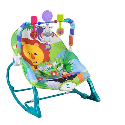 Дитяче крісло качалка з вібрацією для заколисування немовляти шезлонг від народження музична гойдалка брязкальця