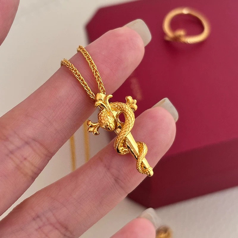 Золота Підвіска Змія з Ваджерою талісман для Багатства, Здоров'я, Ізобіля, Любові удачі на рік Змії, фото 1