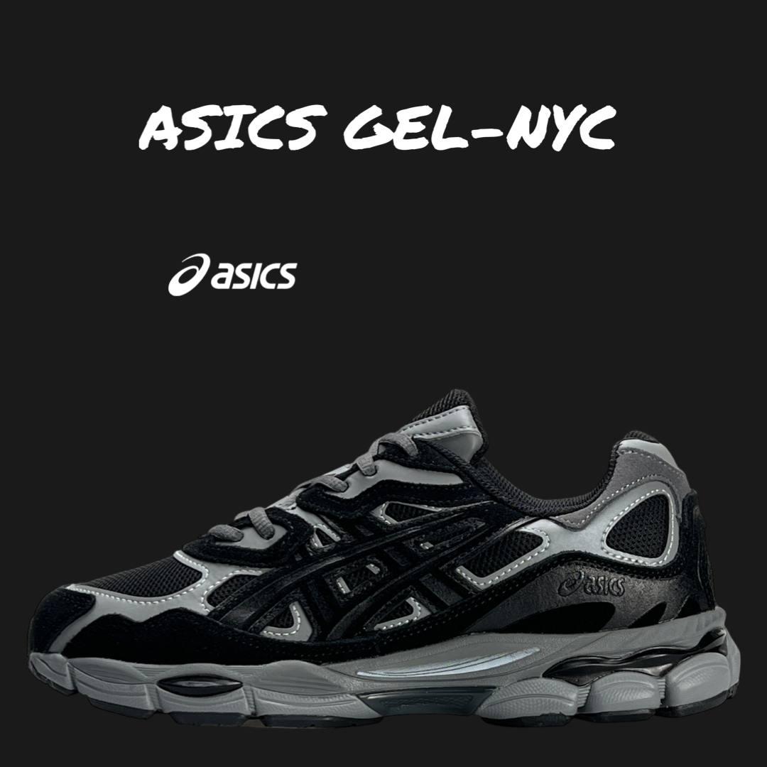 Чоловічі кросівки ASICS Gel-NYC Black Grey, чоловічі кеди Асикс текстиль шкіра замша чорні. 41