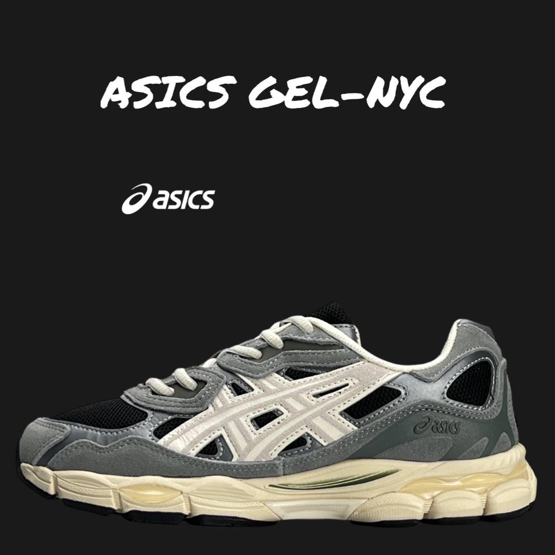Чоловічі кросівки ASICS Gel-NYC Black Beige Grey, чоловічі кеди Асікс текстиль шкіра замша. 41