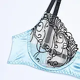 Блакитна спідня білизна з чорним мереживом ліф, трусики і пояс, фото 3