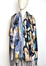 Кашеміровий шарф картина Троянди та Абстракція 180*65 см двусторонній, фото 5