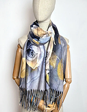 Кашеміровий шарф картина Троянди та Абстракція 180*65 см двусторонній, фото 4