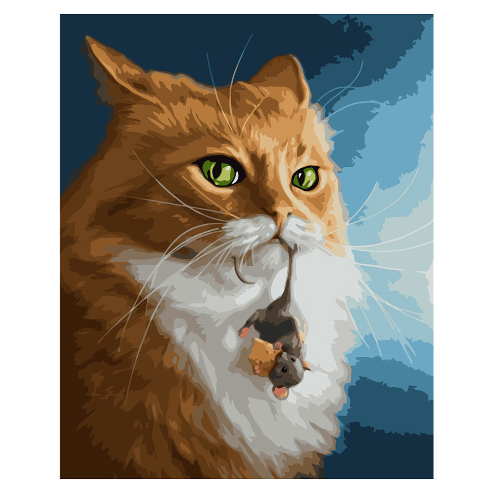 Картина за номерами Кіт і миша з лаком розміром 40х50 см Strateg (VA-2032), фото 1