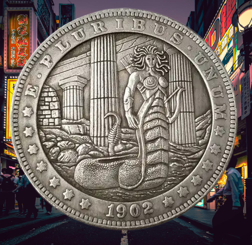 Сувенір монета долар США 170192г "Богиня медузи Горгона". Hobo Coin American Morgan