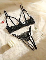 Комплект белья с открытой грудью Соблазн (р.S, черный)