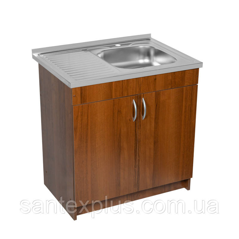 Тумба кз мийкою 80х60 права Горіх Лісовий для кухні з сифоном