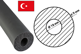 Каучукова Трубка 9*18 ODE R-FLEX PIPE товщина ізоляції 9мм вн. Ø 18 мм
