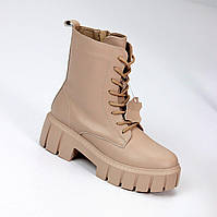 Жіночі шкіряні зимові черевики молодіжні стильні моко натуральна шкіра