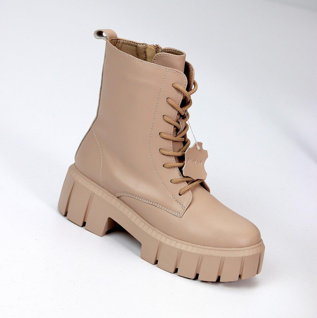 Жіночі шкіряні зимові черевики молодіжні стильні моко натуральна шкіра