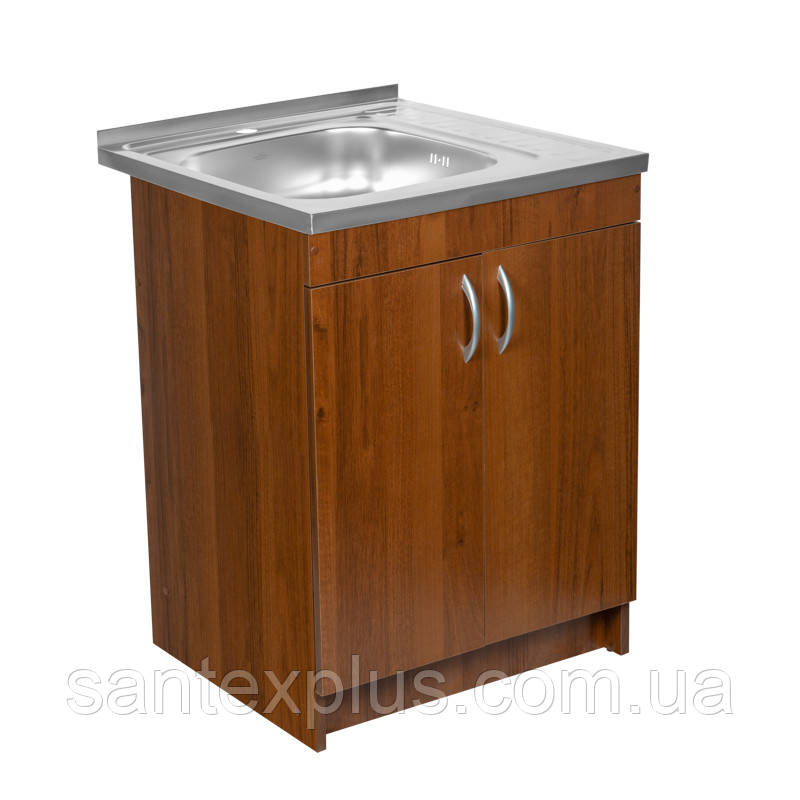 Тумба з мийкою 60х60 ліва Горіх Лісовий для кухні з сифоном