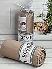 Сатинова простирадло на гумці 180*200 + 2 наволочки 50*70 Тм Romeo Home колір бежевий