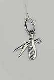 Підвіска для перукаря "Гребінець з ножицями" зі срібла, фото 2