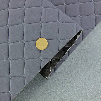 Велюр Venus стьобаний «Сірий Ромб прошитий темно-сірою ниткою» на поролоні 6мм та флізеліні, ширина 140см