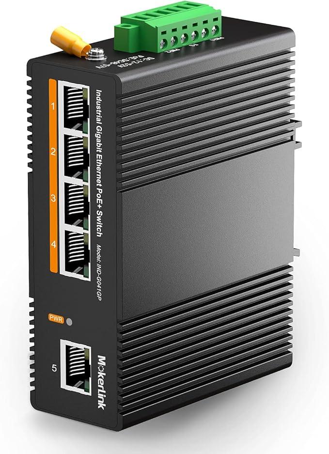 MokerLink IND-G041GP - 5-портовий PoE Gigabit DIN-DIN Rail Ethernet-комутатор