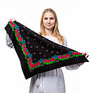 Японська вовняна хустка 75х75см Чорна, фото 4