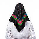 Японська вовняна хустка 75х75см Чорна, фото 3