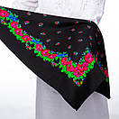 Японська вовняна хустка 75х75см Чорна, фото 5