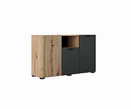 Тумба 3Д у вітальню, передпокій, дитячу з ДСП Зара дуб артизан/антрацит Світ Меблів