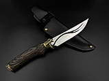 Ніж ручної роботи для полювання та риболовлі туристичний «Кобра #20» зі шкіряними піхвами 95х18/58 HRC., фото 4