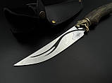 Ніж ручної роботи для полювання та риболовлі туристичний «Кобра #20» зі шкіряними піхвами 95х18/58 HRC., фото 2