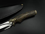 Ніж ручної роботи для полювання та риболовлі туристичний «Кобра #20» зі шкіряними піхвами 95х18/58 HRC., фото 3
