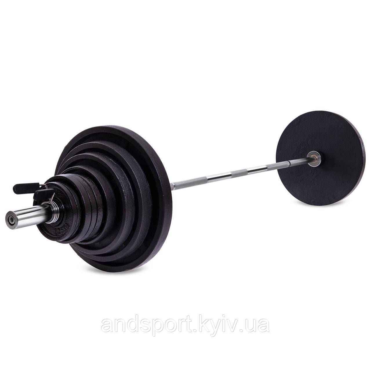 Штанга пряма зі сталевими дисками Zelart TA-7232 довжина-2,18м 50мм 140кг Код TA-7232