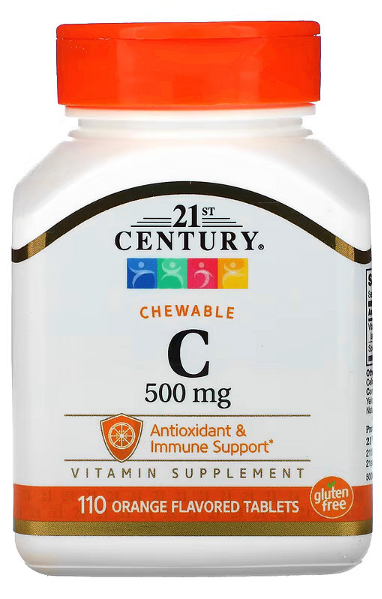 Century 21 Вітамін C, Апельсиновый вкус, 500 мг, 110 жувальних таблеток
