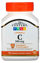 Century 21 Вітамін C, Апельсиновый вкус, 500 мг, 110 жувальних таблеток