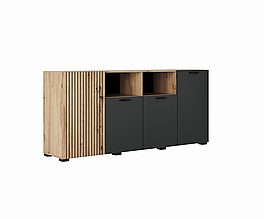 Тумба 4Д у вітальню, передпокій, дитячу з ДСП Зара дуб артизан/антрацит Світ Меблів