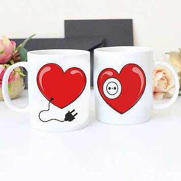 Парні чашки Сердечка вилка та розетка