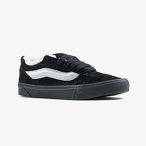 Кеди чоловічі чорні зимові Vans KNU Black White Winter Fur (19312)