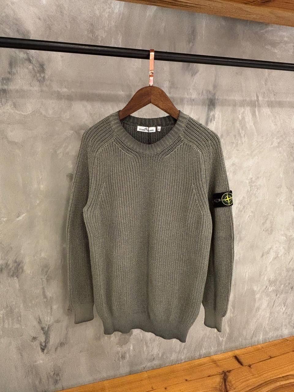 Чоловіча кофта светр Stone Island CK8840 світло-сіра