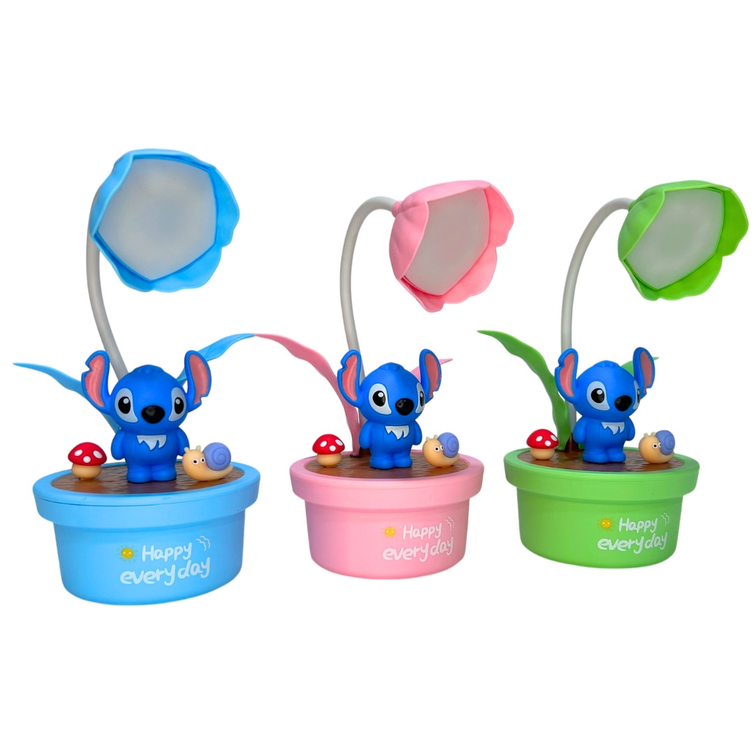 Світильник дитячий + нічник Стіч на квітковому горщику h — 17 см, асорті (зарядка від USB) 351-В, фото 1