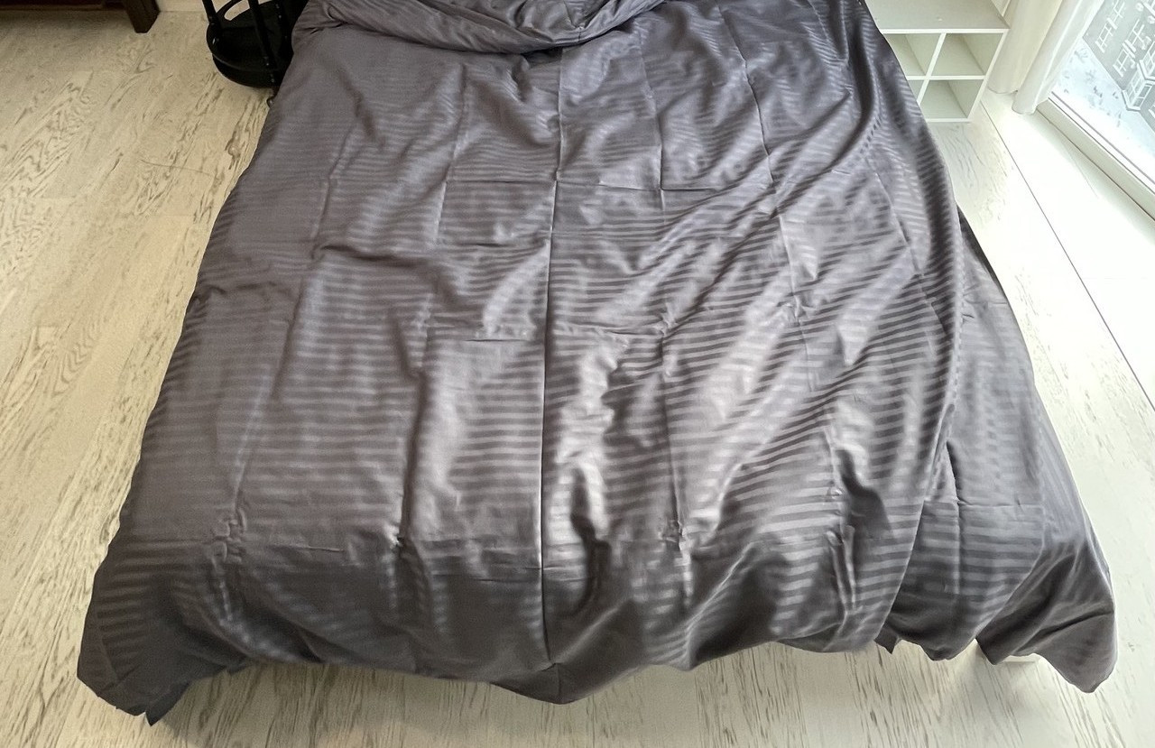 Підковдра Полуторна, страйп-сатин сірого кольору