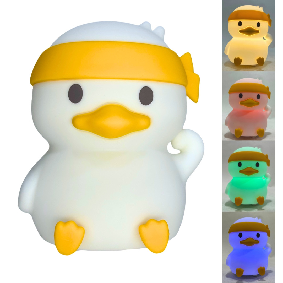 Нічник дитячий силіконовий Качечка (заряджання від USB) змінює кольори No24-463, фото 1