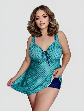 Купальник танкіні Sisianna 318001-22 синій-мятний 54 56 58 60 62 український розмір, фото 1