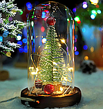 Новорічний нічник ялинка в колбі з гірляндою Різдвяний декоративний світильник, фото 5