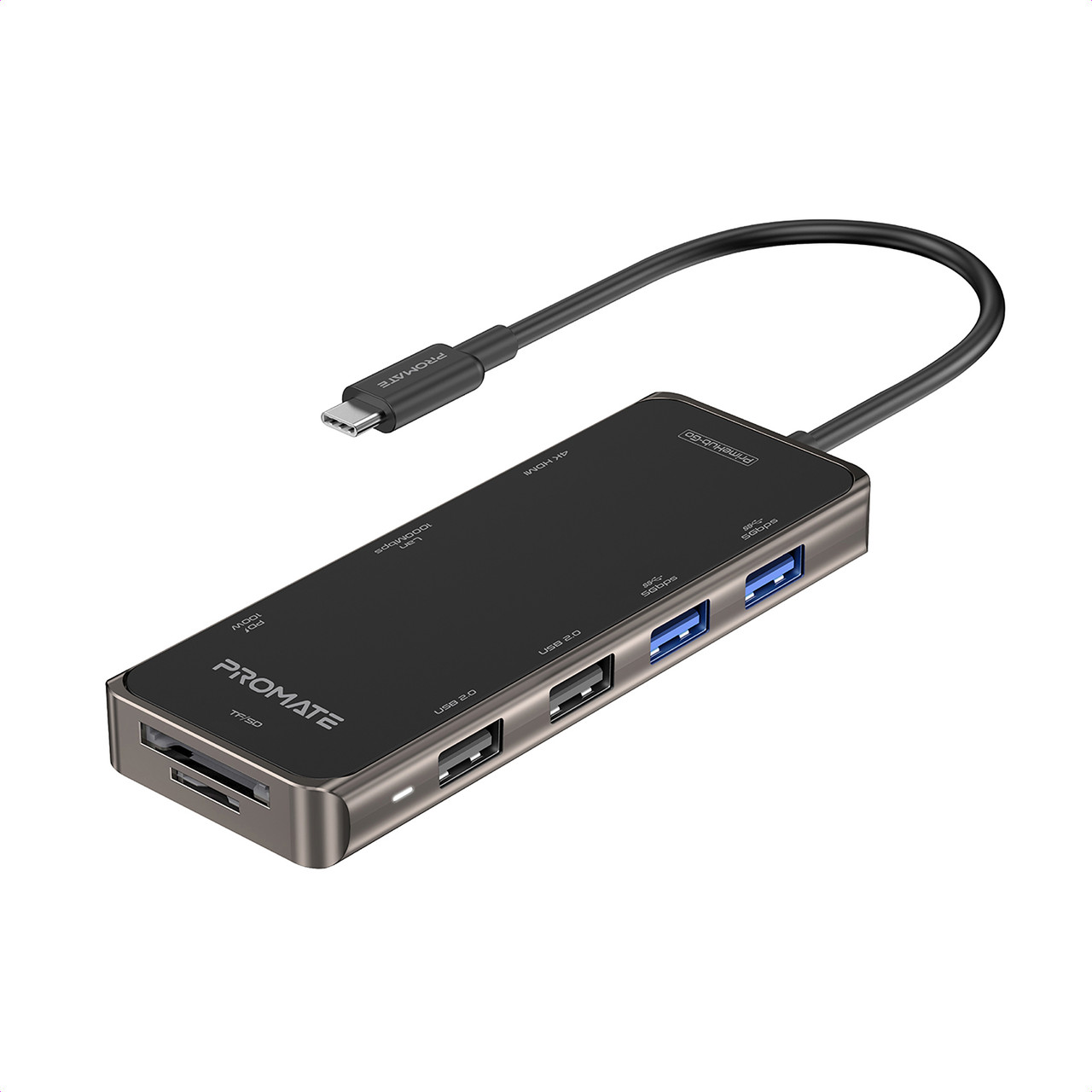 Концентратор (USB-хаб) Promate PrimeHub USB-C Grey (primehub-go.grey)