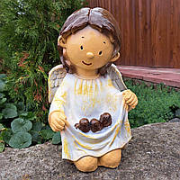 Садова фігура Ангелок з пташенятами, фігурки ангелів, статуетка янгол, ангелок, статуетки ангелочків, статуетки янголів