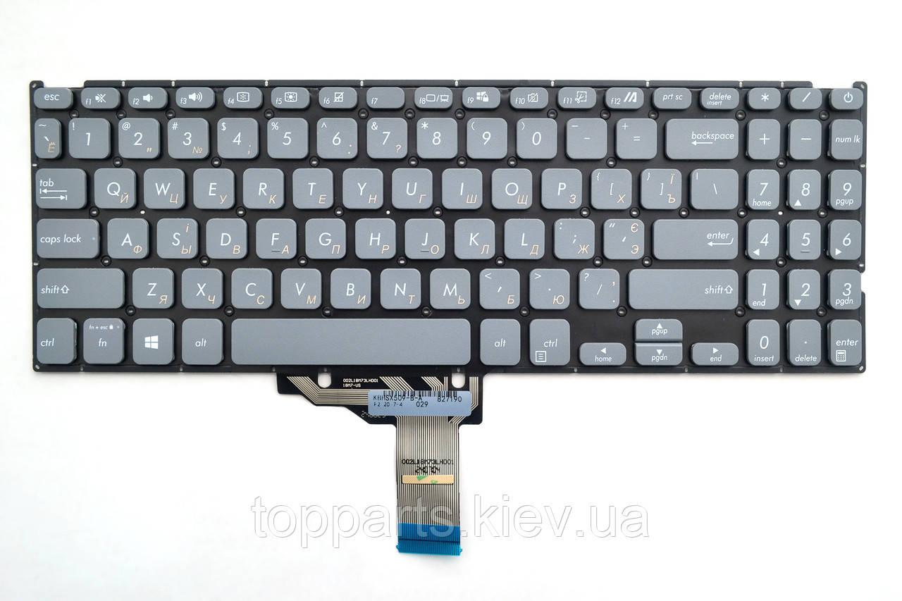 Клавіатура для ноутбуків Asus X515, F515, M515 Series сіра без рамки UA/RU/US