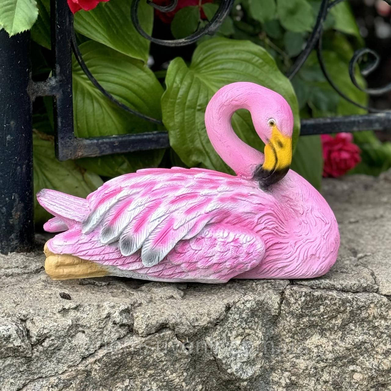 Садова фігура Фламінго рожевий середній для гнізда (20х16х29 см), фламінго для саду із полістоуну, садово-паркові фігури, фото 1