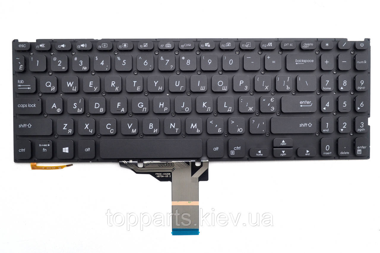 Клавіатура для ноутбуків Asus X515, F515, M515 Series чорна без рамки з підсвіткою UA/RU/US