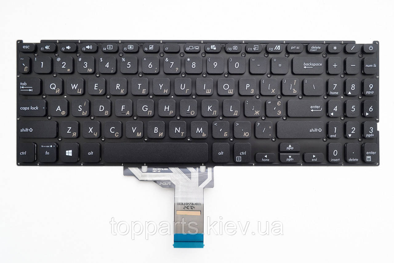Клавіатура для ноутбуків Asus X515, F515, M515 Series чорна без рамки UA/RU/US