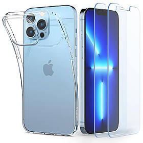Захисне скло Spigen для iPhone 13 Pro Max - Crystal Pack (2 шт) + Чохол у подарунок! (ACS03636)
