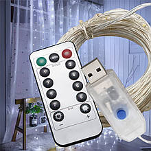 Кімнатна LED USB гірлянда Xmas "Роса" з пультом управління Біле освітлення 5 м (HA-62)