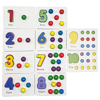 Дитячий дерев'яний набір "Намистини" C15055 картки, щіпці, намистини