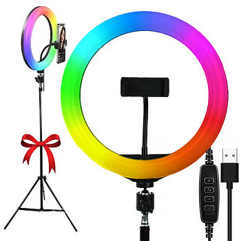 Кільцева RGB лампа 30 см, від USB, MJ300 + Подарунок Штатив для лампи 0,66-2 м / LED лампа кільце