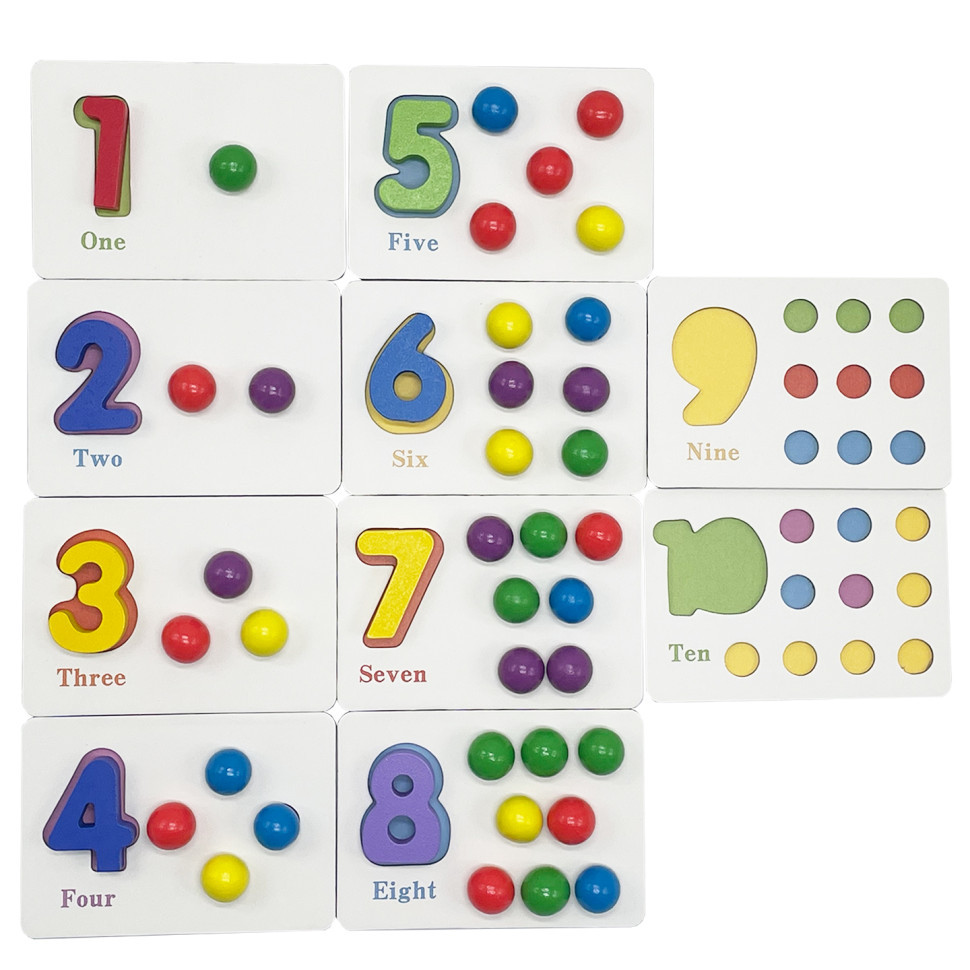 Дитячий дерев'яний набір "Бусини" C15055 картки, щипці, намистини, фото 1