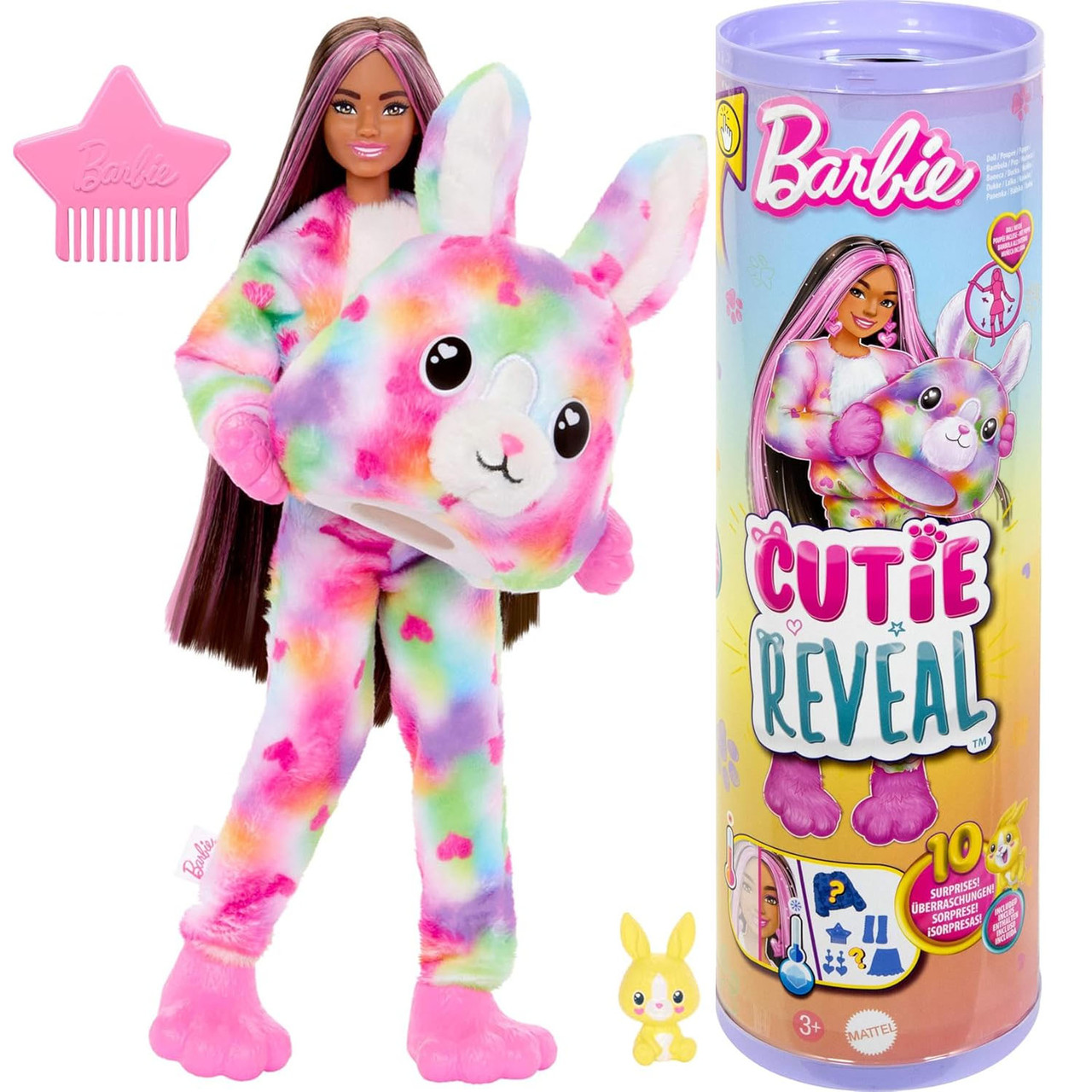 Лялька Барбі Кьюті Рівер Кролик у костюмі Кольорові пухнастики Barbie Cutie Reveal Bunny HRK38